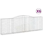 vidaXL Gabionen mit Hochbogen 6 Stk. 400x30x120/140cm Verzinktes Eisen