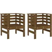 vidaXL Gartenstühle 2 Stk. Honigbraun 61,5x53x71 cm Massivholz Kiefer