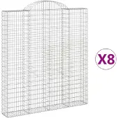 vidaXL Gabionen mit Hochbogen 8 Stk. 200x30x220/240cm Verzinktes Eisen