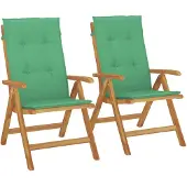 vidaXL Klappstühle mit Kissen, 2 Stück, Massivholz Teak