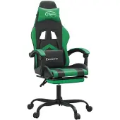 vidaXL Gaming-Stuhl mit Fußstütze Drehbar Schwarz & Grün Kunstleder