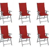 vidaXL Hochlehner Verstellbar 6 Stk. mit Auflagen Massivholz Akazie