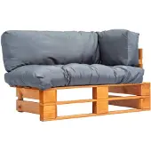 vidaXL Garten-Palettensofa mit Grauen Kissen Kiefernholz