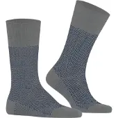 Falke Airport Herringstripe Herren Socken, 43-46, Grau, AnderesMuster, Schurwolle