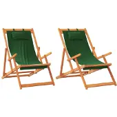 vidaXL Klappstühle, 2 Stück, grüner Stoff