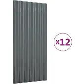 vidaXL Dachpaneele 12 Stk Verzinkter Stahl Anthrazit 80x36 cm