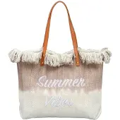 ECA TP14BR Damen-Strandtasche Ombre 45 x 40 x 14 cm, weiß-braun