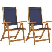 vidaXL Klappstühle, 2 Stück, Massivholz Akazie und Textilene