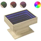 vidaXL LED-Couchtisch Sonoma Eiche 70x50x45 cm Holzwerkstoff