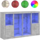 vidaXL Sideboards mit LED-Leuchten 3 Stk. Betongrau Holzwerkstoff