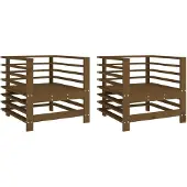 vidaXL Gartenstühle 2 Stk. Honigbraun Massivholz Kiefer