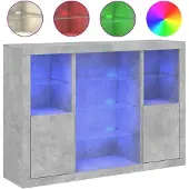 vidaXL Sideboards mit LED-Leuchten 3 Stk. Betongrau Holzwerkstoff