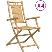 vidaXL Klappstühle, 4 Stück, 53 x 66 x 99 cm, Bambus