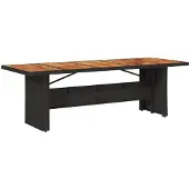 vidaXL Gartentisch mit Holzplatte Schwarz 240x90x75 cm Poly Rattan