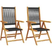 vidaXL Klappstühle, 2 Stück, schwarz, Massivholz Akazie und Polypropylen