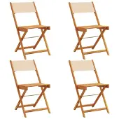 vidaXL Klappstühle, 4 Stück, beigefarbener Stoff und Massivholz