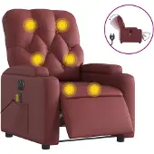 vidaXL Massagesessel Elektrisch Weinrot Kunstleder