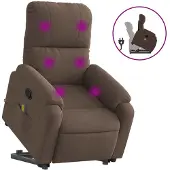 vidaXL Massagesessel mit Aufstehhilfe Braun Mikrofasergewebe