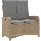 vidaXL Gartenbank Verstellbar mit Kissen Beige Poly Rattan