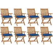vidaXL Klappstühle mit Kissen, 8-teilig, Massivholz Teakholz