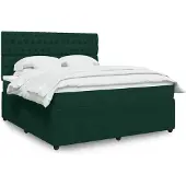 vidaXL Boxspringbett mit Matratze Dunkelgrün 180x200 cm Samt