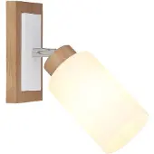 Globo Wandleuchte, Holz, Braun, E27, beweglicher Spot, H 25 cm