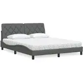 vidaXL Bett mit Matratze Dunkelgrau 160x200 cm Stoff
