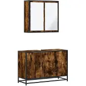 vidaXL 2-tlg. Badmöbel-Set Räuchereiche Holzwerkstoff