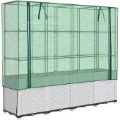 vidaXL Hochbeet mit Gewächshaus-Aufsatz Rattan-Optik 160x40x153 cm