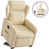 vidaXL Relaxsessel mit Aufstehhilfe Creme Stoff