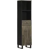 vidaXL Badschrank Schwarz 38x33x160 cm Massivholz Mango