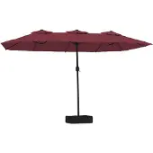 vidaXL Doppel-Sonnenschirm mit LED-Leuchten Bordeauxrot 449x265 cm