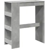 vidaXL Bartisch mit Regal Betongrau 90x40x103,5 cm Holzwerkstoff