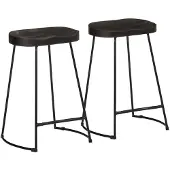 vidaXL Barhocker 2 Stk. Schwarz 45x40x62 cm Mango Massivholz