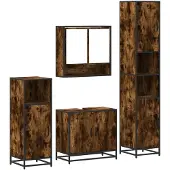 vidaXL 4-tlg. Badmöbel-Set Räuchereiche Holzwerkstoff