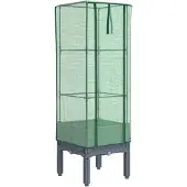 vidaXL Hochbeet mit Gewächshaus-Aufsatz Rattan-Optik 40x40x140 cm