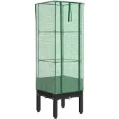 vidaXL Hochbeet mit Gewächshaus-Aufsatz Rattan-Optik 40x40x140 cm
