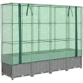vidaXL Hochbeet mit Gewächshaus-Aufsatz Rattan-Optik 160x40x138 cm