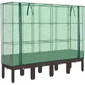 vidaXL Hochbeet mit Gewächshaus-Aufsatz Rattan-Optik 160x40x140 cm