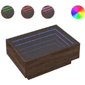 vidaXL LED-Couchtisch Braun Eichen-Optik 70x50x30 cm Holzwerkstoff