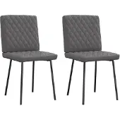 vidaXL Esszimmerstühle 2 Stk. Grau Kunstleder