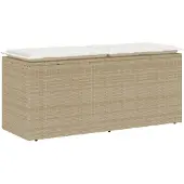 vidaXL Gartenbank mit Kissen Beige 110x40x44 cm Poly Rattan