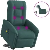 vidaXL Elektrischer Massagesessel mit Aufstehhilfe Dunkelgrün Stoff