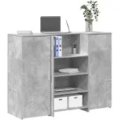 vidaXL Empfangstheke Betongrau 135x50x103,5 cm Holzwerkstoff
