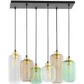 TK Lighting Hängeleuchte Marco Green, 6-flg. klar/grün/braun