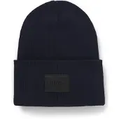 HUGO Strickmütze "Xevon", Herren, blau (navy 410), Strick, Baumwolle, unifarben, Mützen Strickmütze, mit Label-Aufnäher, unisex
