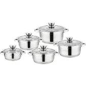 Cheffinger 10-tlg Edelstahl Kochgeschirr Set Induktion Kochtopf Topf mit Deckel