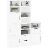 vidaXL Beistellschränke 5 Stk. ODDA Weiß 40x24x79 cm Massivholz Kiefer