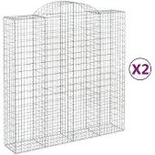 vidaXL Gabionen mit Hochbogen 2 Stk. 200x50x200/220cm Verzinktes Eisen