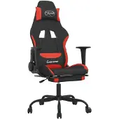 Shumee vidaXL Gaming-Stuhl mit Massage & Fußstütze Schwarz und Rot Stoff